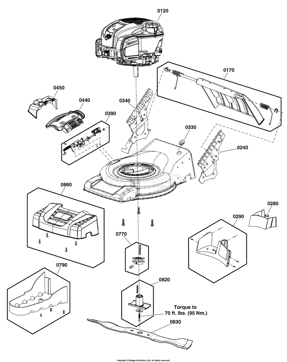 Deck And Engine Group Diagram and Parts List for 2691764-00 3IN1 Briggs and Stratton Lawn Mower
